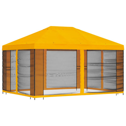 vidaXL Garden Gazebo with Sidewalls 4 x 3 m Yellow Polyester and Steel