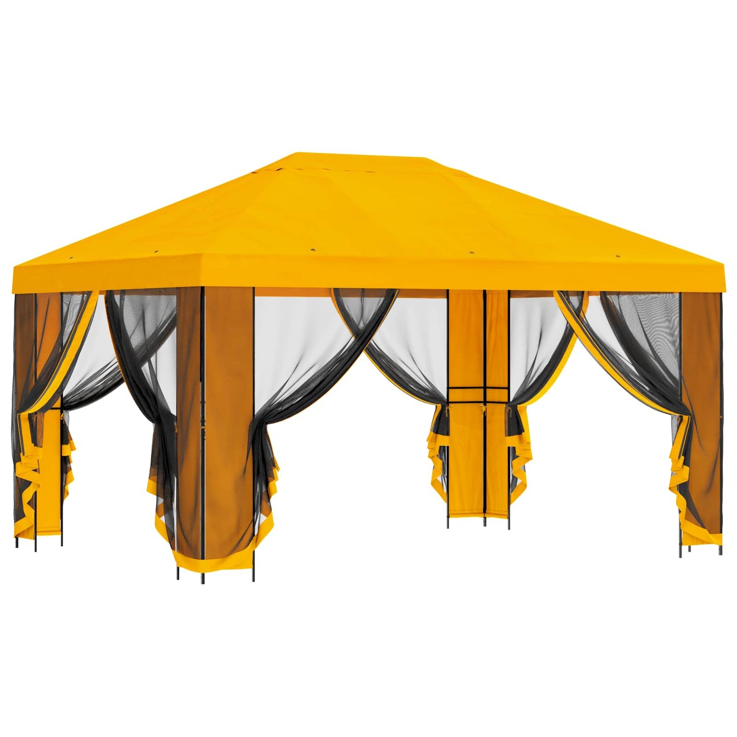 vidaXL Garden Gazebo with Sidewalls 4 x 3 m Yellow Polyester and Steel