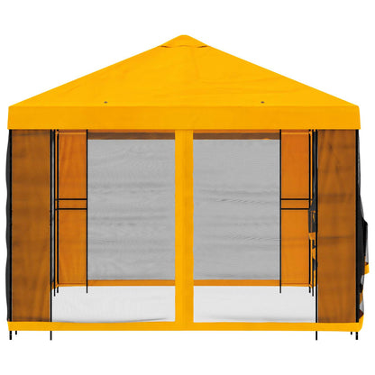 vidaXL Garden Gazebo with Sidewalls 4 x 3 m Yellow Polyester and Steel