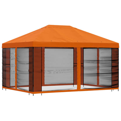 vidaXL Garden Gazebo with Sidewalls 4 x 3 m Orange Polyester and Steel