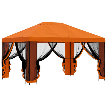 vidaXL Garden Gazebo with Sidewalls 4 x 3 m Orange Polyester and Steel