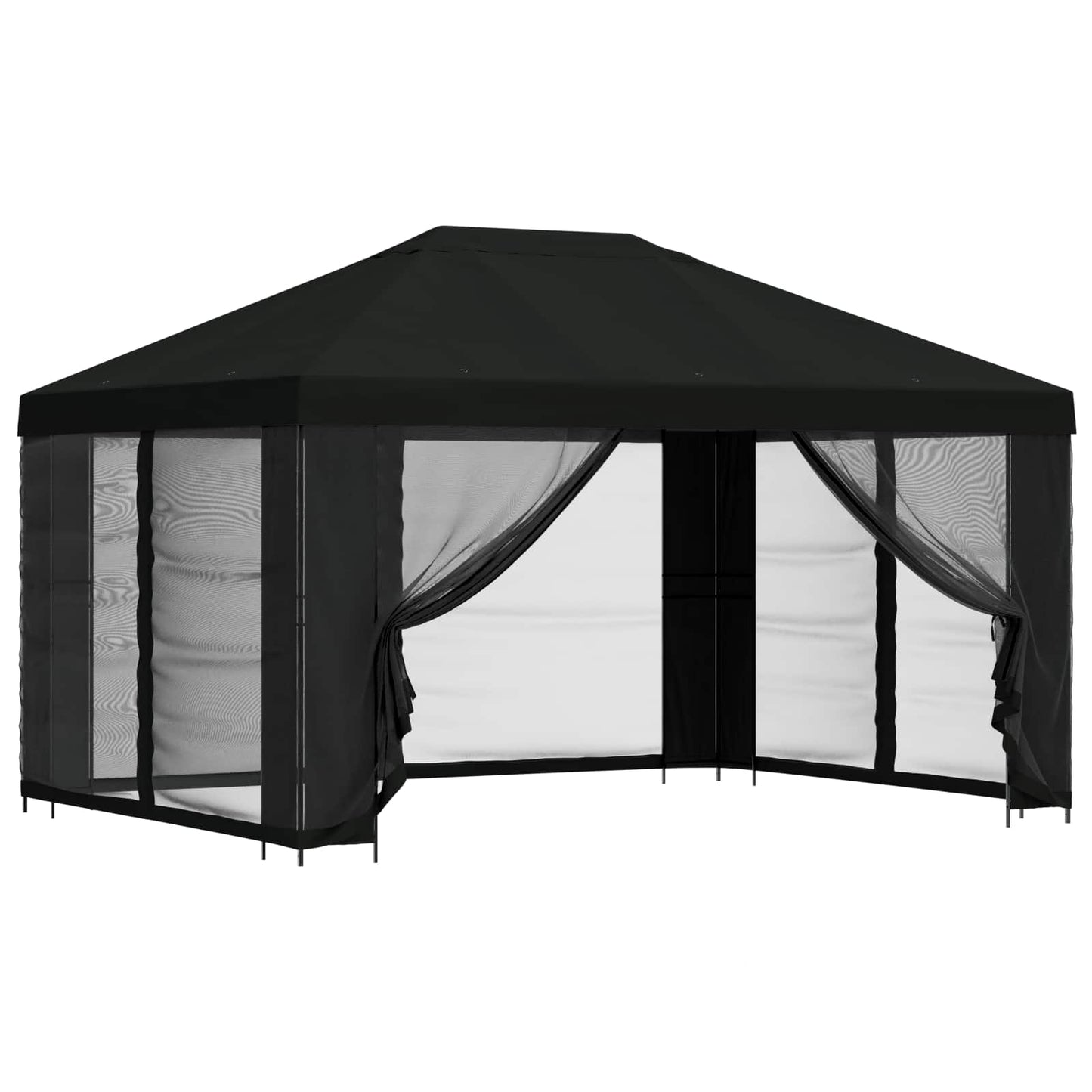 vidaXL Gazebo with Sidewalls 4 x 3 m Black Polyester and Steel 190 gsm