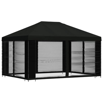 vidaXL Gazebo with Sidewalls 4 x 3 m Black Polyester and Steel 190 gsm