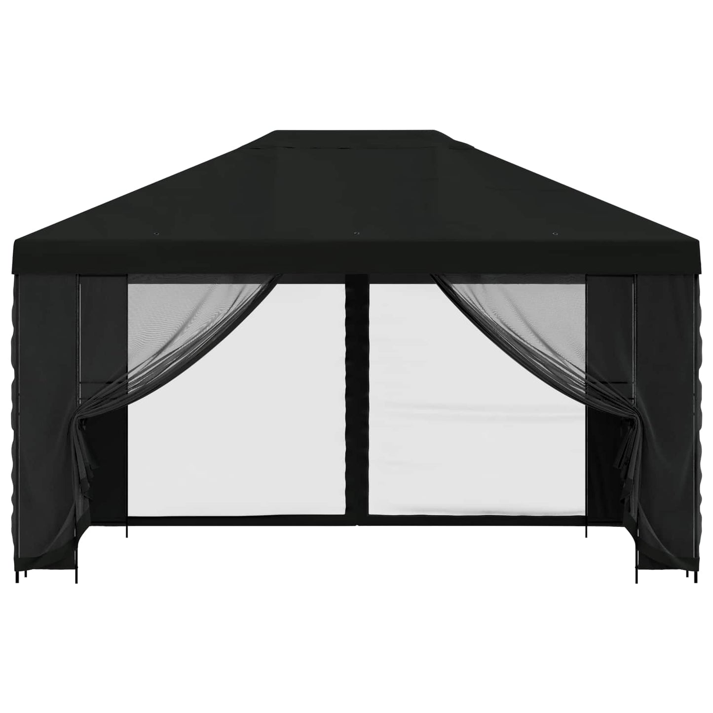 vidaXL Gazebo with Sidewalls 4 x 3 m Black Polyester and Steel 190 gsm