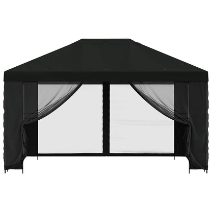 vidaXL Gazebo with Sidewalls 4 x 3 m Black Polyester and Steel 190 gsm