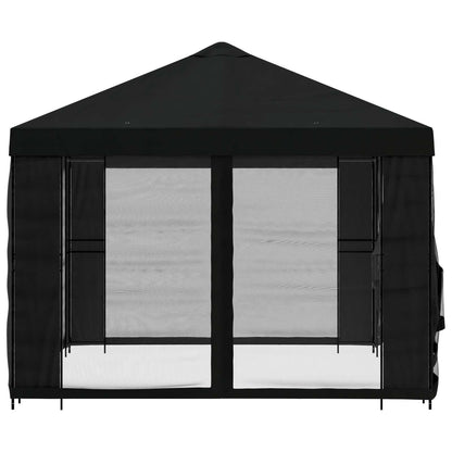 vidaXL Gazebo with Sidewalls 4 x 3 m Black Polyester and Steel 190 gsm