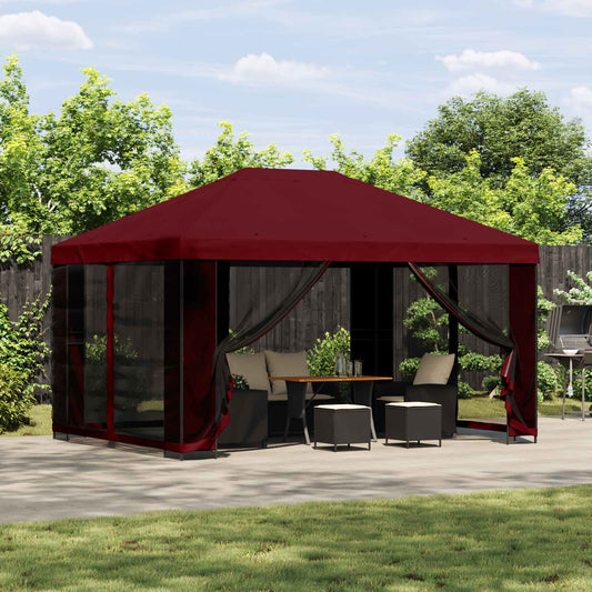 vidaXL Garden Gazebo with Sidewalls 4 x 3 m Burgundy