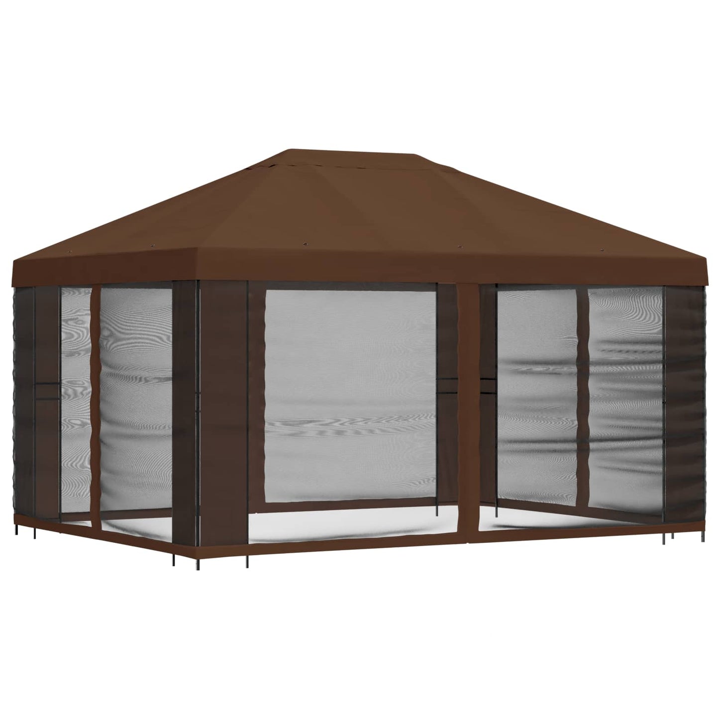 vidaXL Garden Gazebo with Sidewalls 4 x 3 m Brown Polyester and Steel