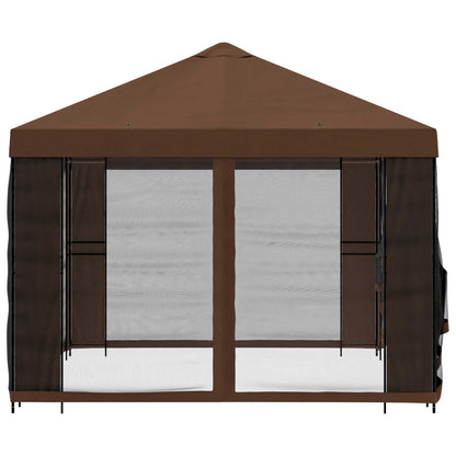 vidaXL Garden Gazebo with Sidewalls 4 x 3 m Brown Polyester and Steel