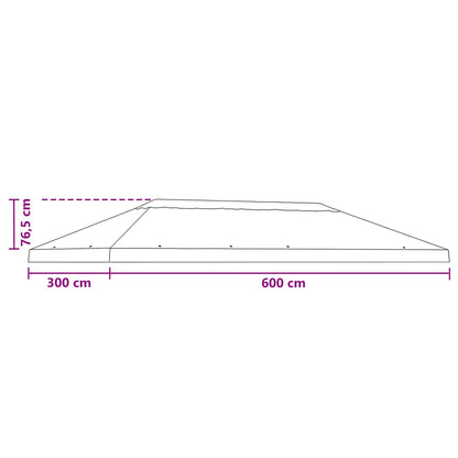 vidaXL Gazebo Canopy Cover 6 x 3 m Beige Polyester 190