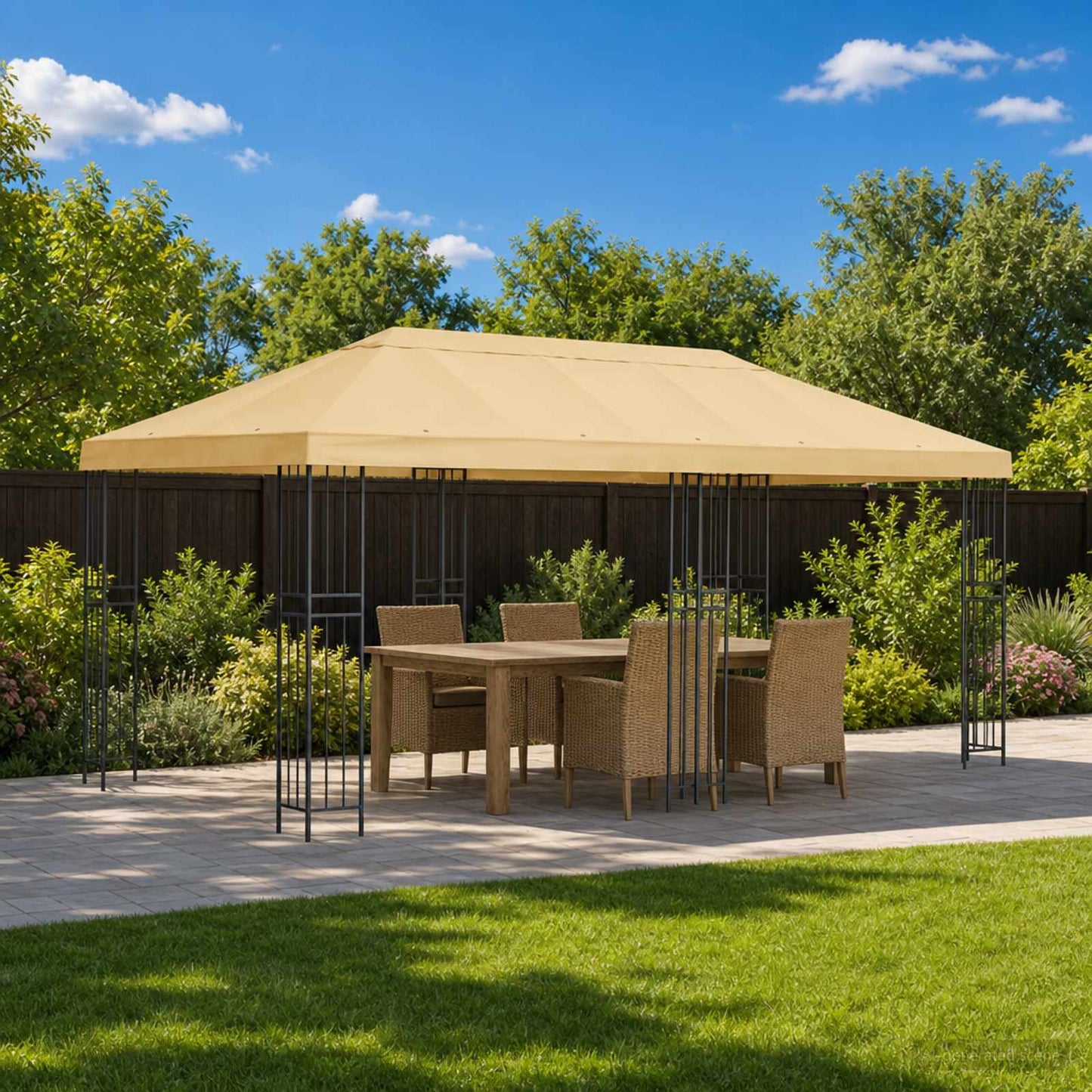 vidaXL Gazebo Canopy Cover 6 x 3 m Cream Polyester 190