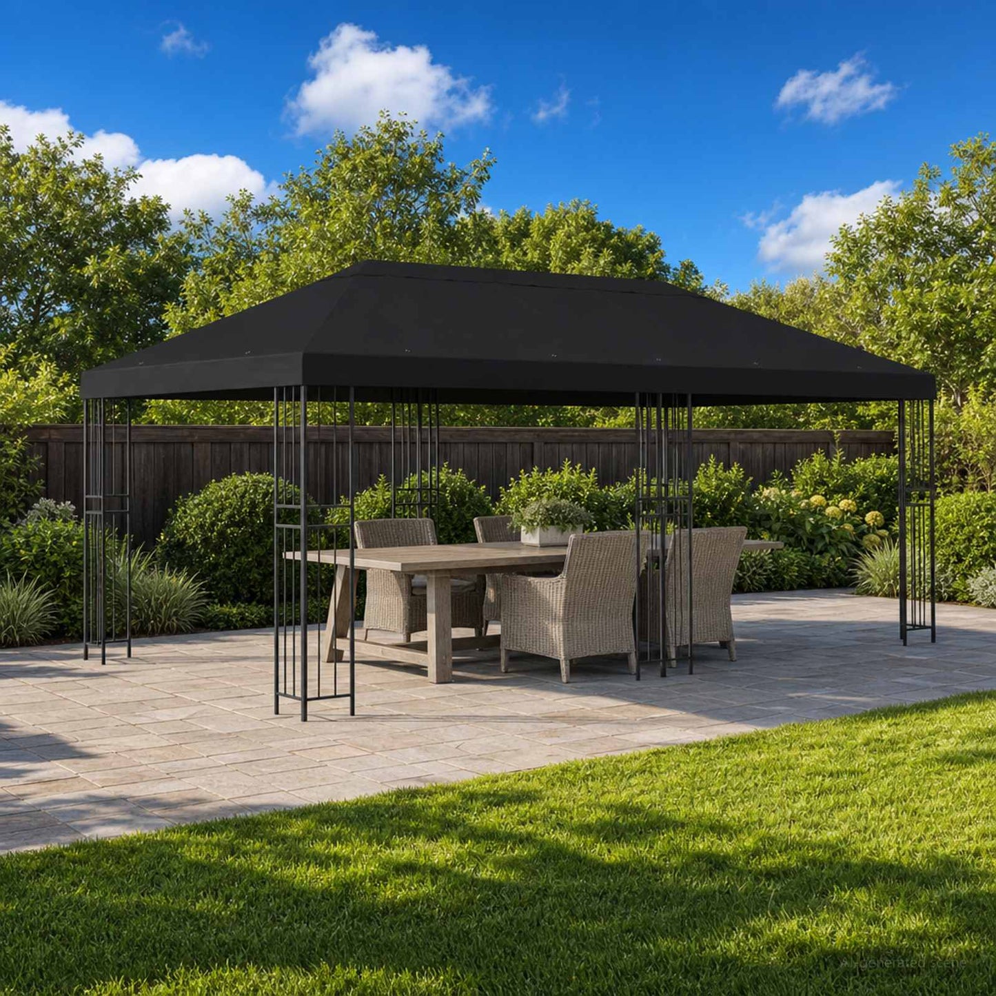 vidaXL Gazebo Canopy Cover 6 x 3 m Black Polyester 190