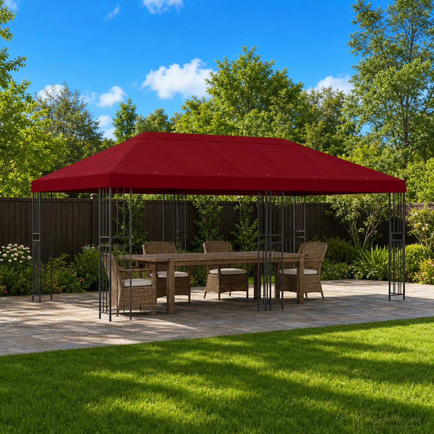 vidaXL Gazebo Canopy Cover 6 x 3 m Burgundy Polyester 190
