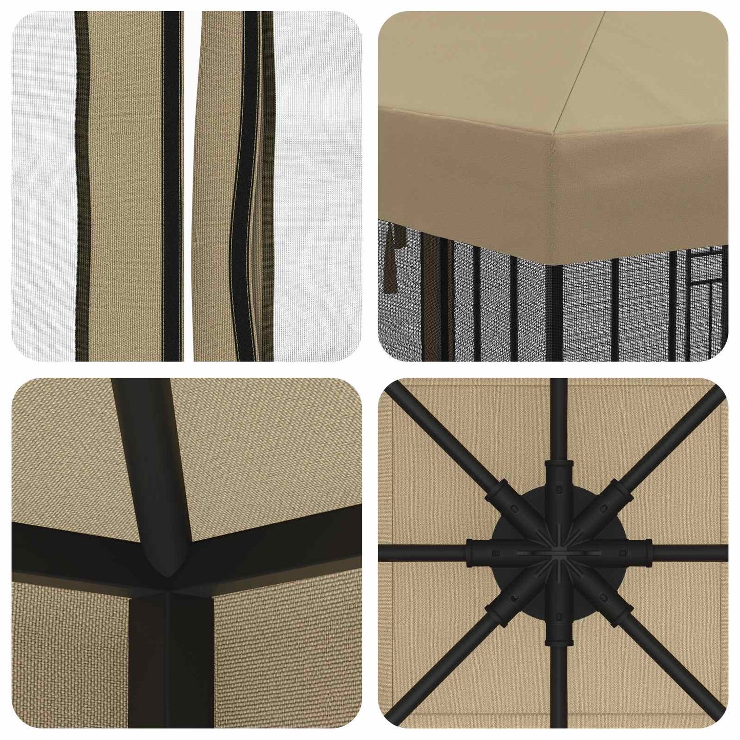 vidaXL Gazebo Cover with Sidewalls 6 x 3 m Beige Polyester 190