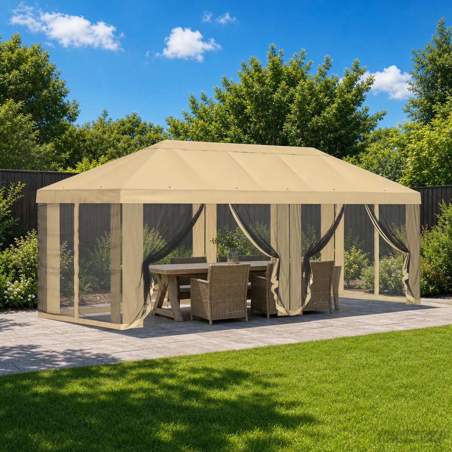 vidaXL Gazebo Cover with Sidewalls 6 x 3 m Cream Polyester 190