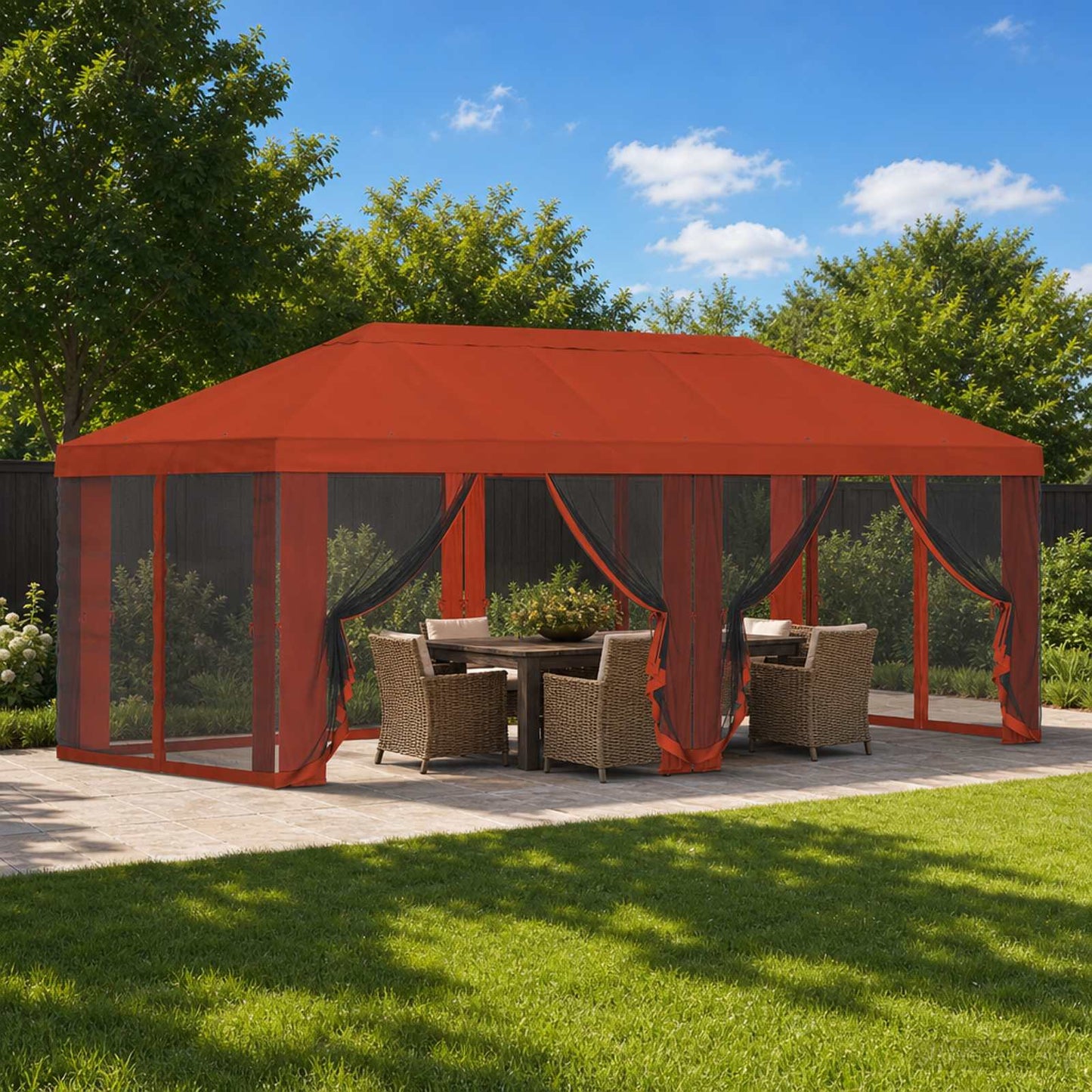 vidaXL Gazebo Cover with Sidewalls 6 x 3 m Terracotta Polyester 190