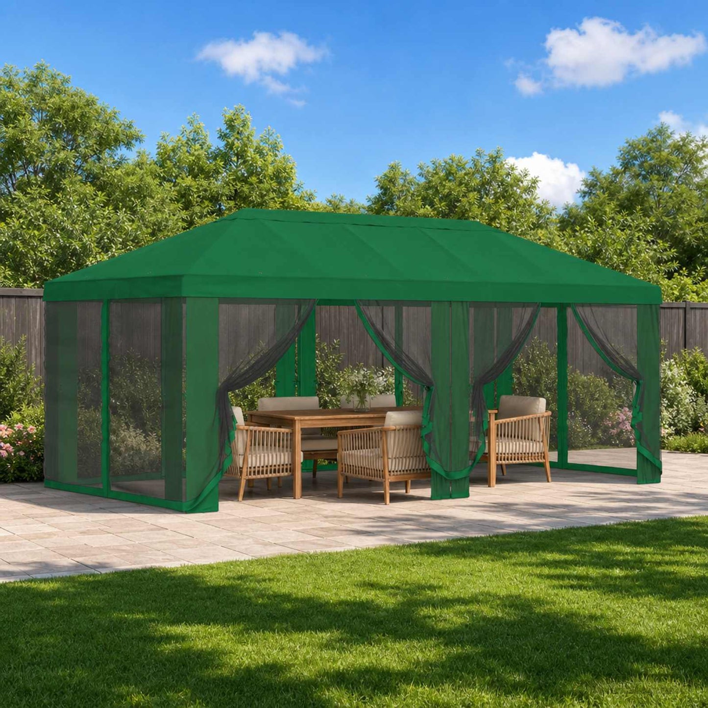 vidaXL Gazebo Cover with Sidewalls 6 x 3 m Green Polyester 190