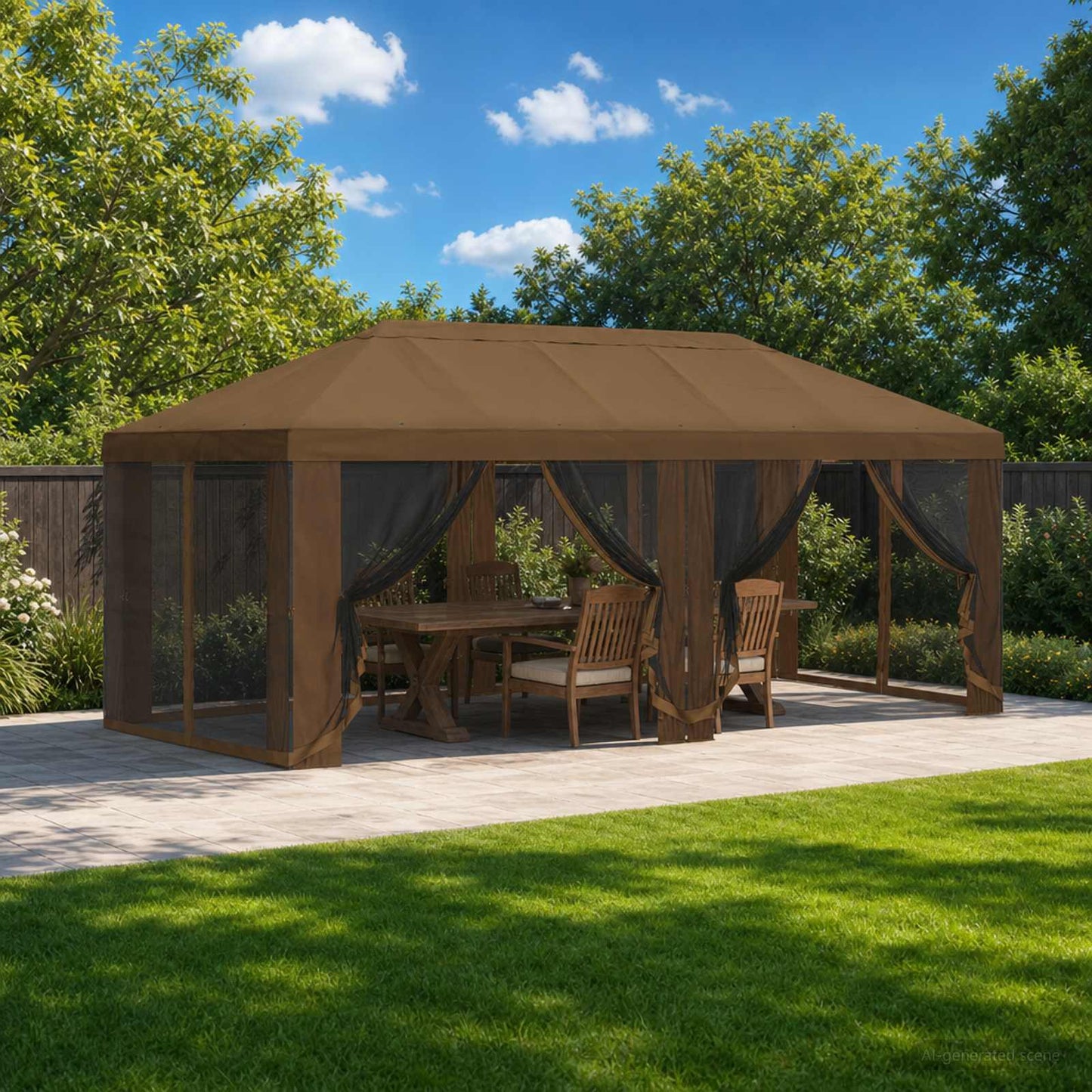 vidaXL Gazebo Cover with Sidewalls 6 x 3 m Taupe Polyester 190