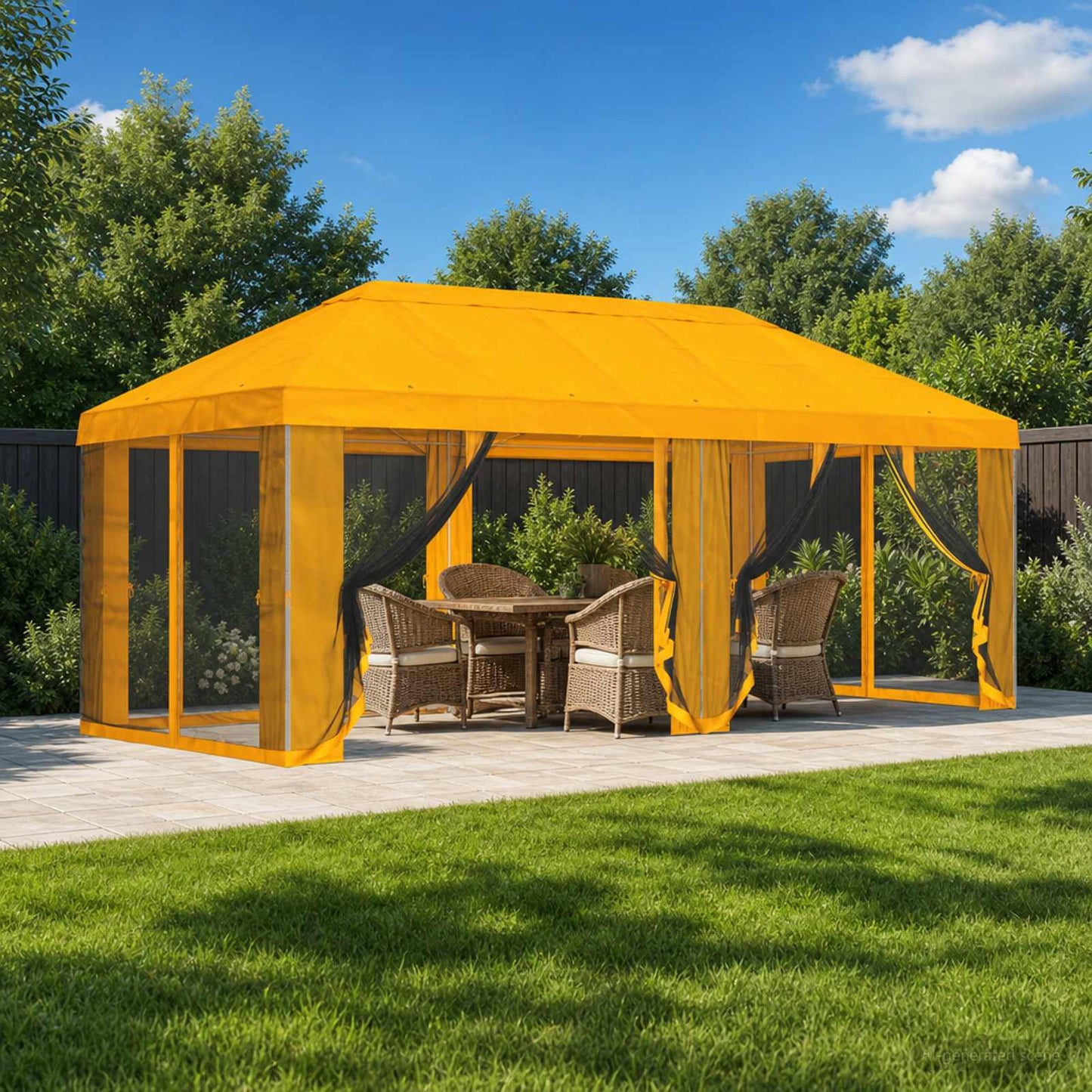 vidaXL Gazebo Cover with Sidewalls 6 x 3 m Yellow Polyester 190
