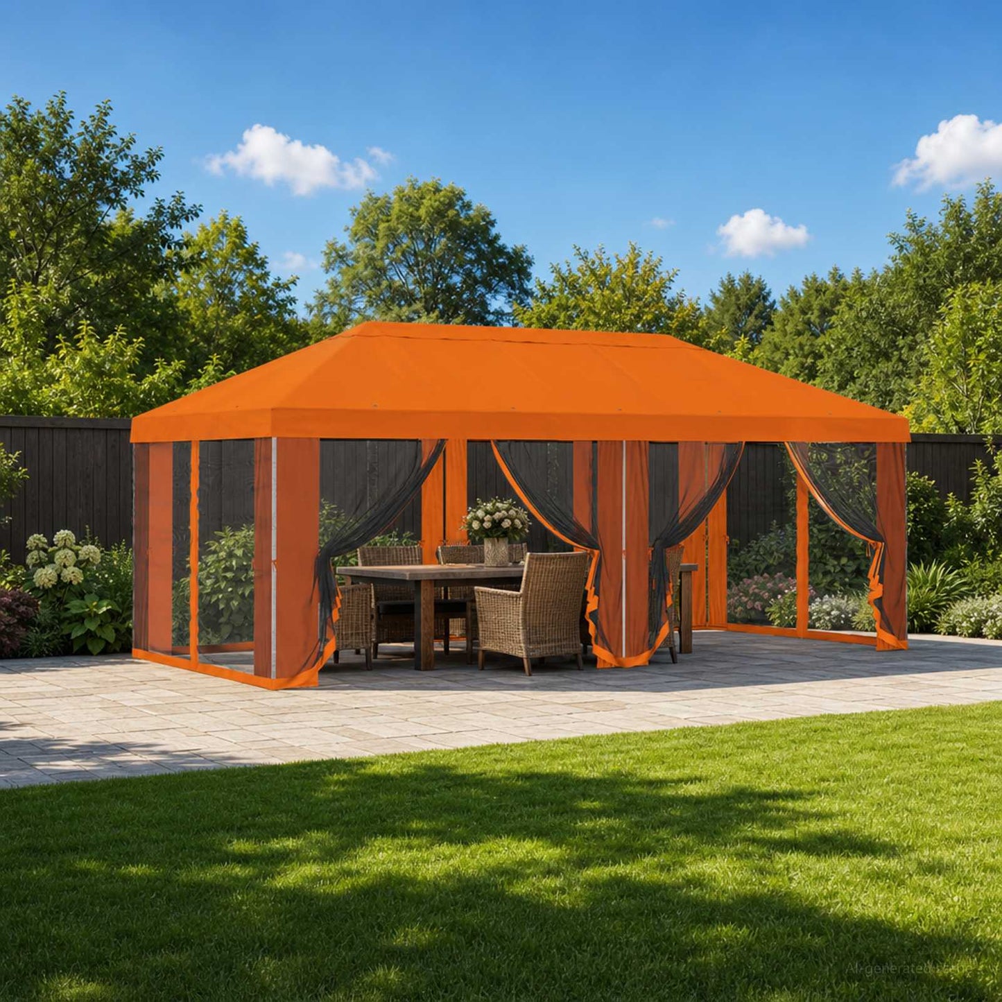 vidaXL Gazebo Cover with Sidewalls 6 x 3 m Orange Polyester 190