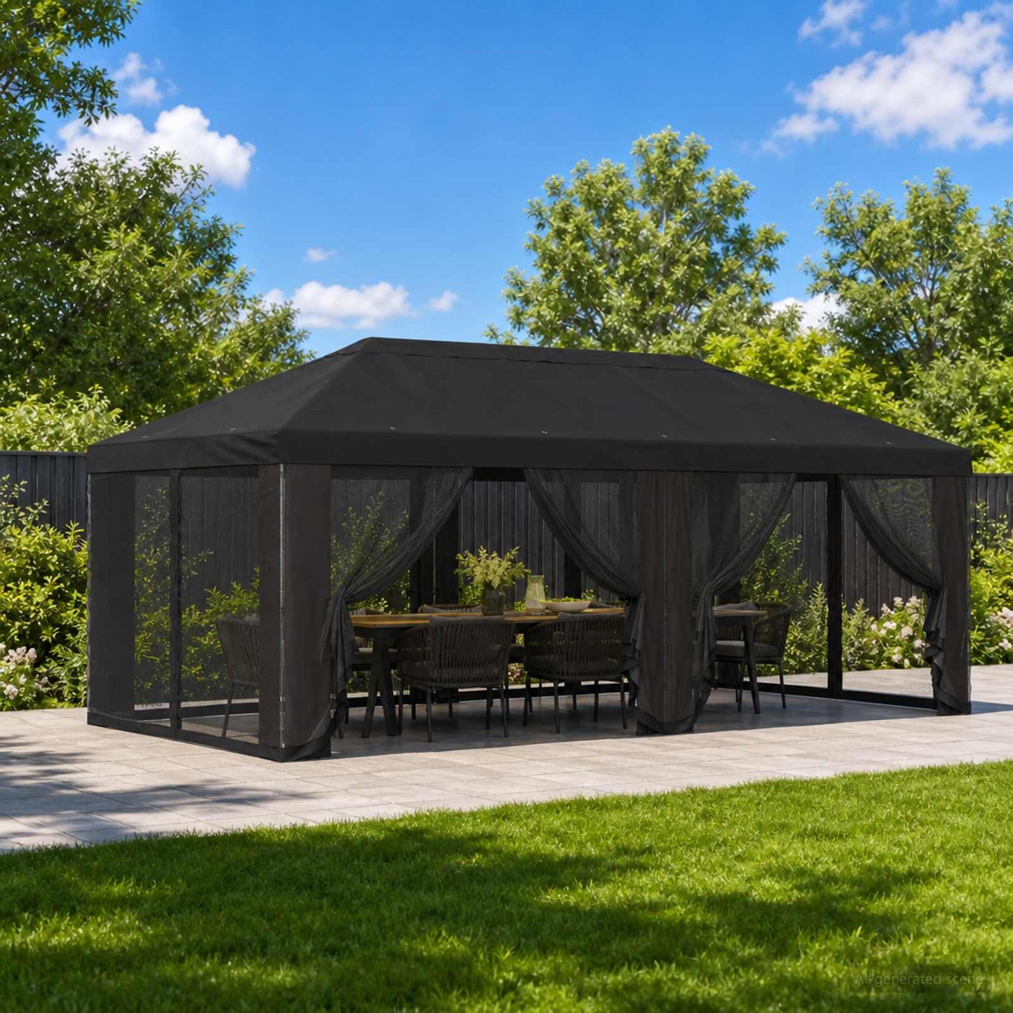 vidaXL Gazebo Cover with Sidewalls 6 x 3 m Black Polyester 190