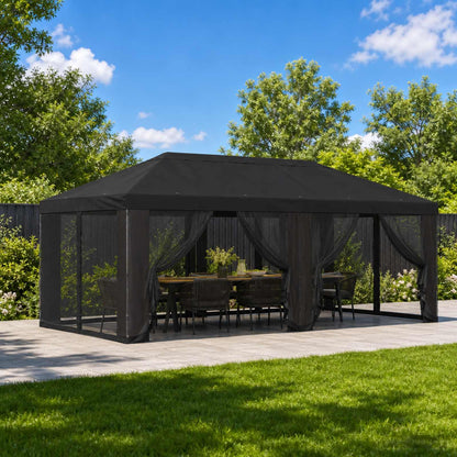 vidaXL Gazebo Cover with Sidewalls 6 x 3 m Black Polyester 190
