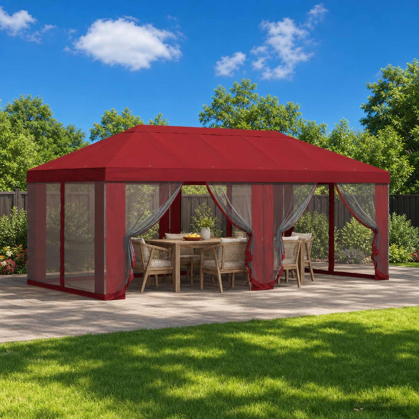 vidaXL Gazebo Cover with Sidewalls 6 x 3 m Burgundy Polyester 190