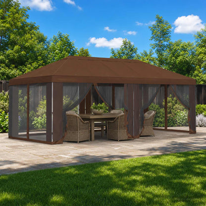 vidaXL Gazebo Cover with Sidewalls 6 x 3 m Brown Polyester 190