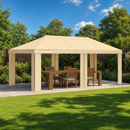 vidaXL Gazebo Cover 6 x 3 m Cream Polyester 190 gsm