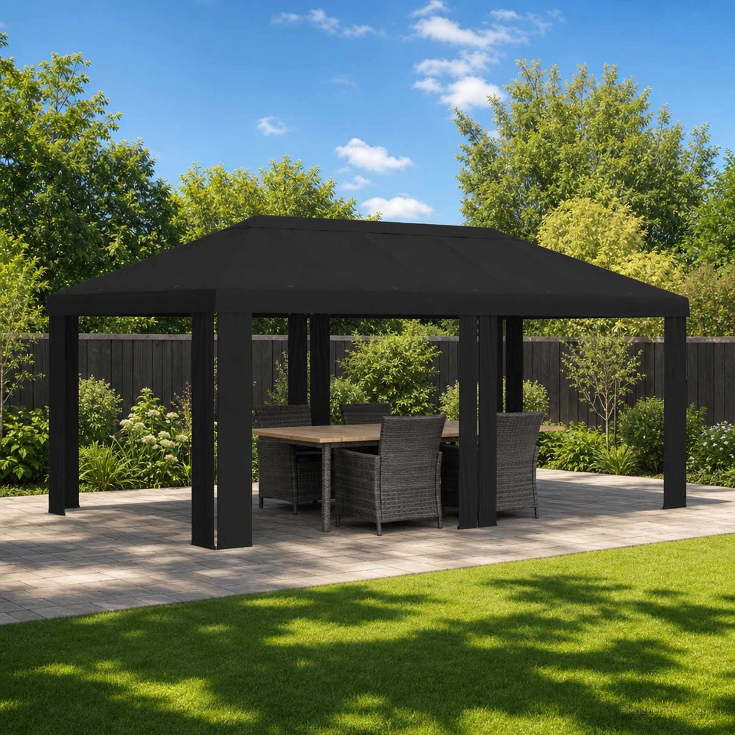 vidaXL Gazebo Cover 6 x 3 m Black Polyester 190 gsm