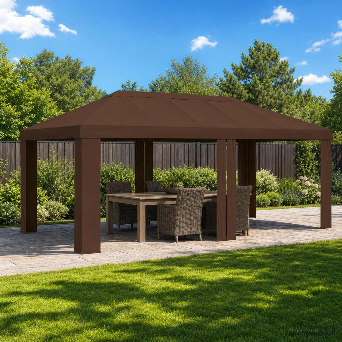 vidaXL Gazebo Cover 6 x 3 m Brown Polyester 190 gsm