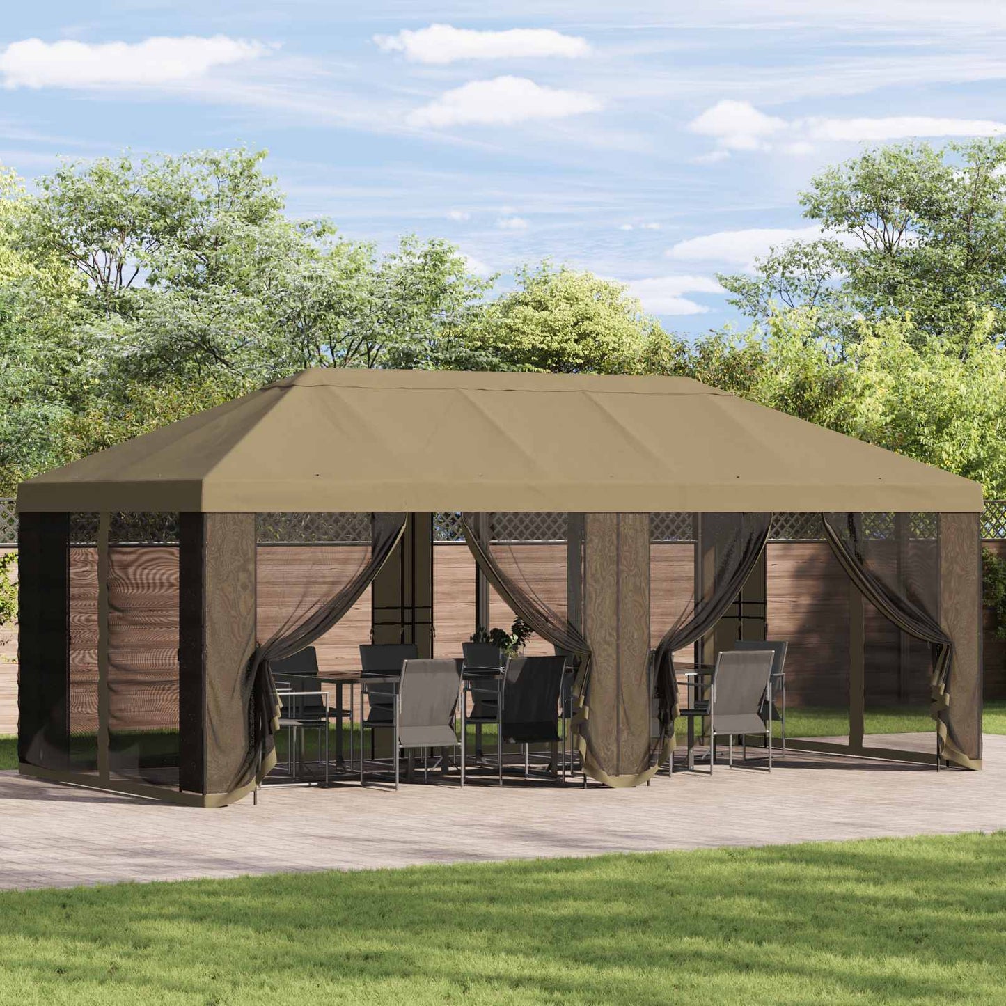 vidaXL Gazebo Cover with Sidewalls Beige 600.5 x 300.5 cm Polyester