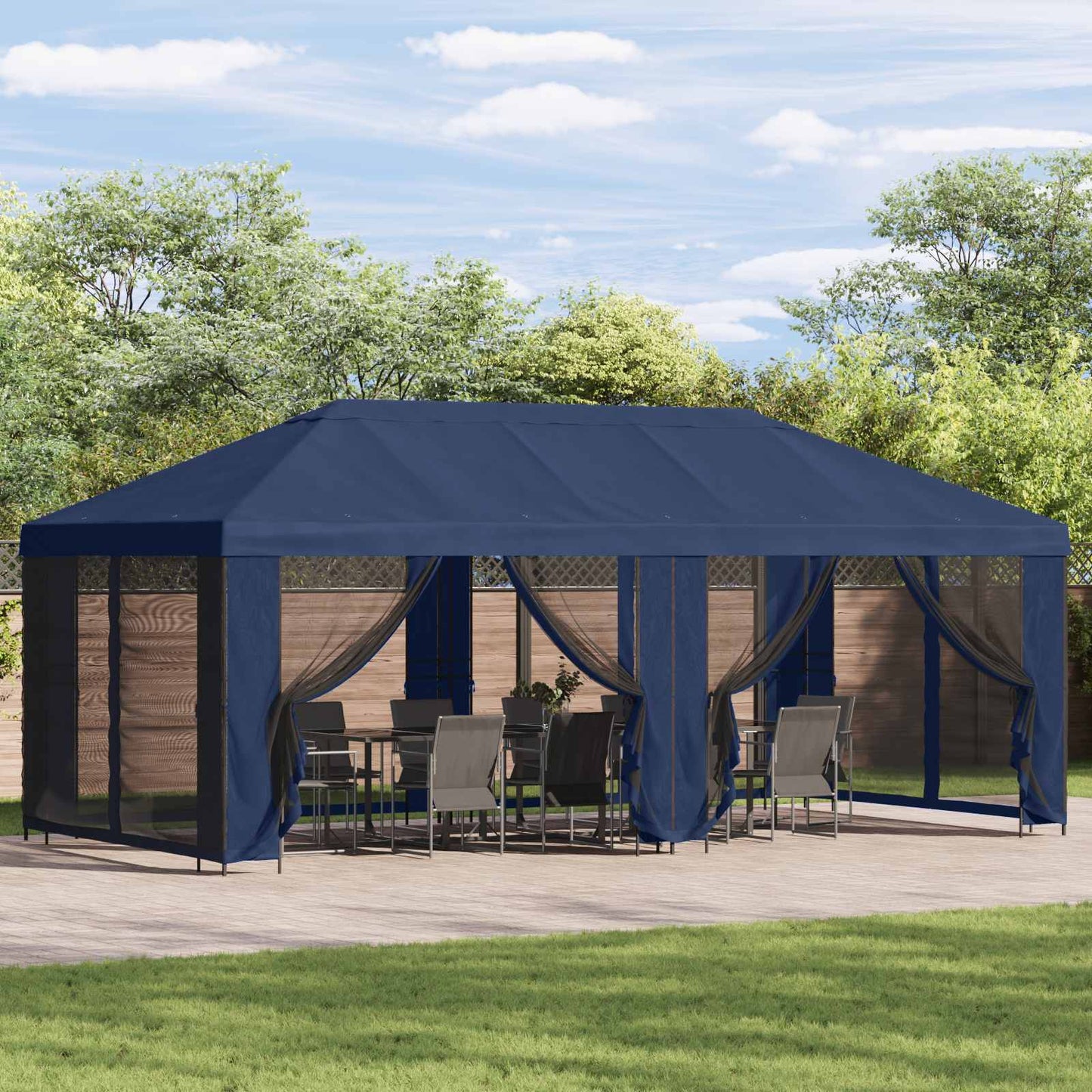 vidaXL Gazebo Cover with Sidewalls Blue 600.5 x 300.5 cm Polyester
