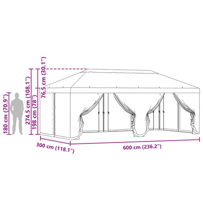 vidaXL Gazebo Cover with Sidewalls Yellow 600.5 x 300.5 cm Polyester