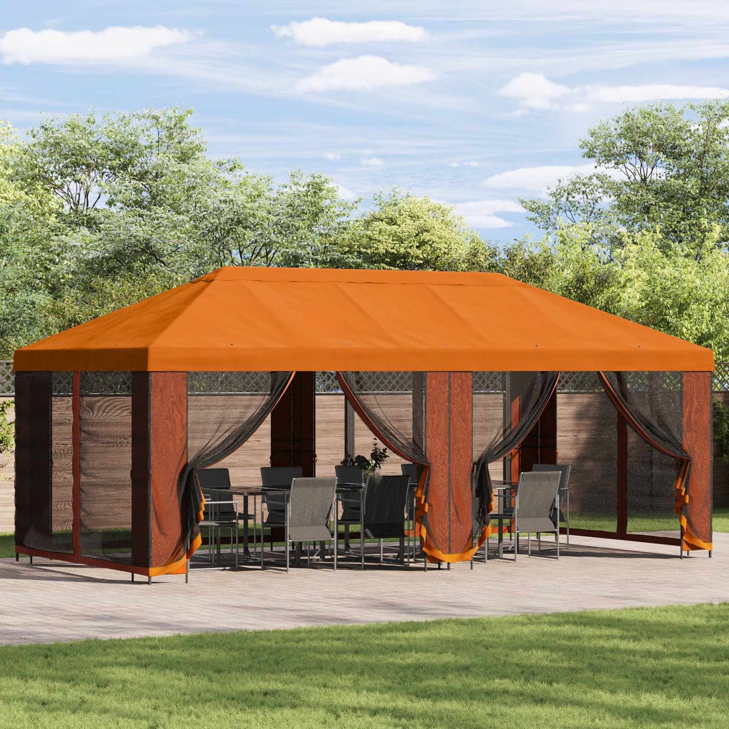 vidaXL Gazebo Cover with Sidewalls Orange 600.5 x 300.5 cm Polyester