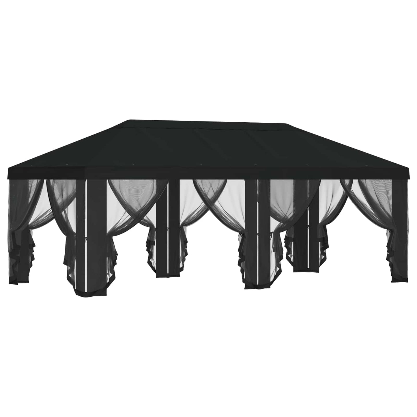 vidaXL Gazebo Cover with Sidewalls Black 600.5 x 300.5 cm Polyester
