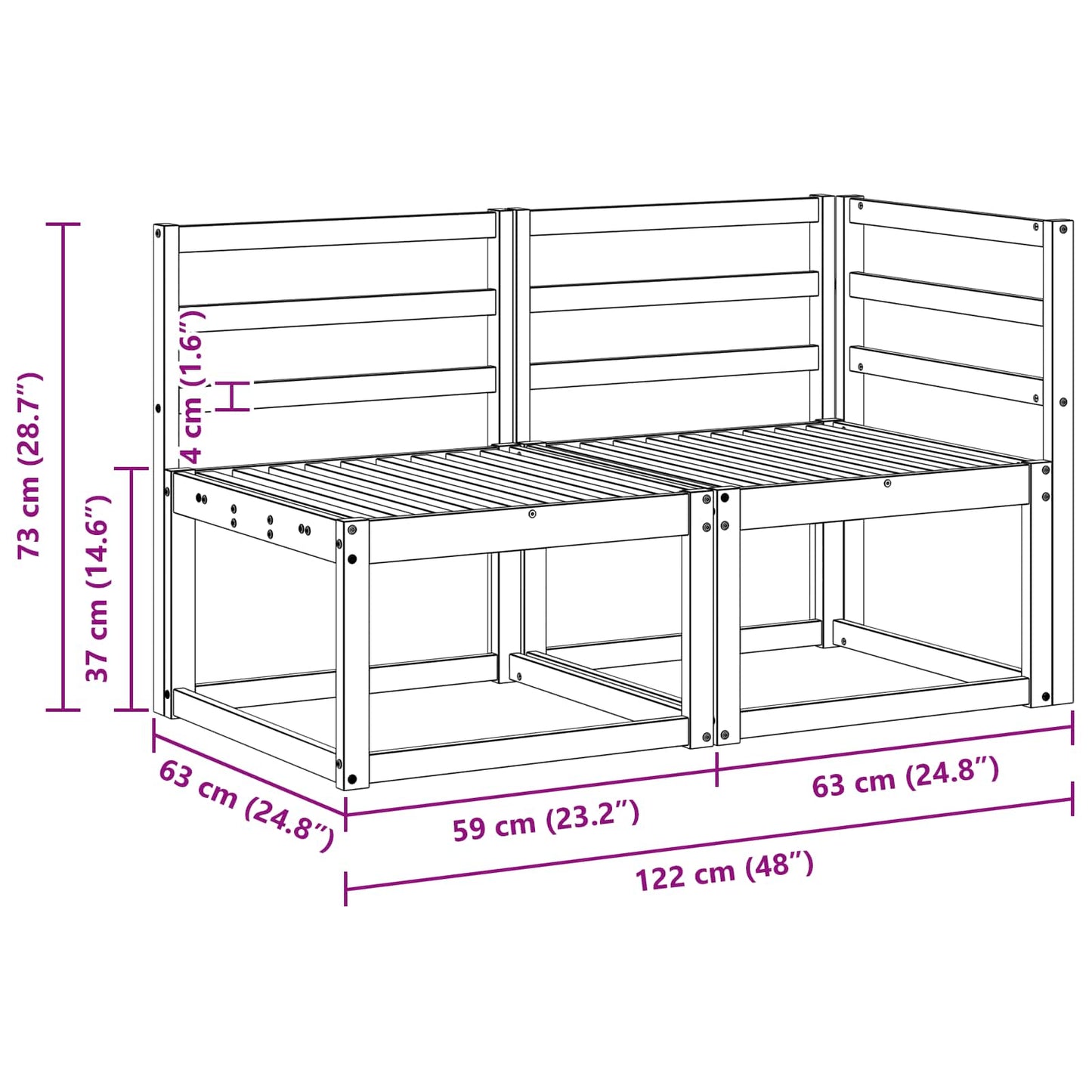 vidaXL Outdoor Middle and Corner Sofa 2 Piece Natural