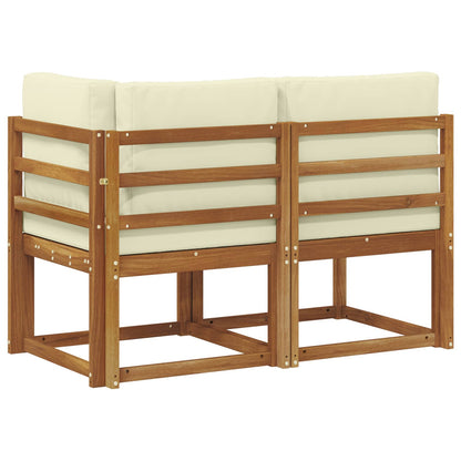 vidaXL Outdoor Middle and Corner Sofa 2 Piece Natural and Cream