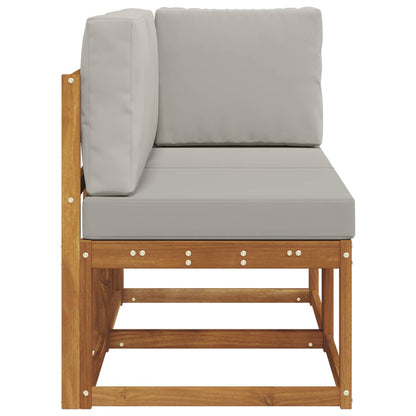 vidaXL Outdoor Middle and Corner Sofa 2 Piece Natural and Light Grey