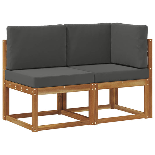 vidaXL Outdoor Middle and Corner Sofa 2 Piece Natural and Anthracite