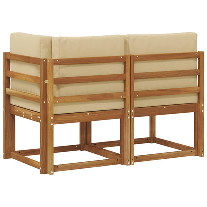 vidaXL Outdoor Middle and Corner Sofa 2 Piece Natural and Beige