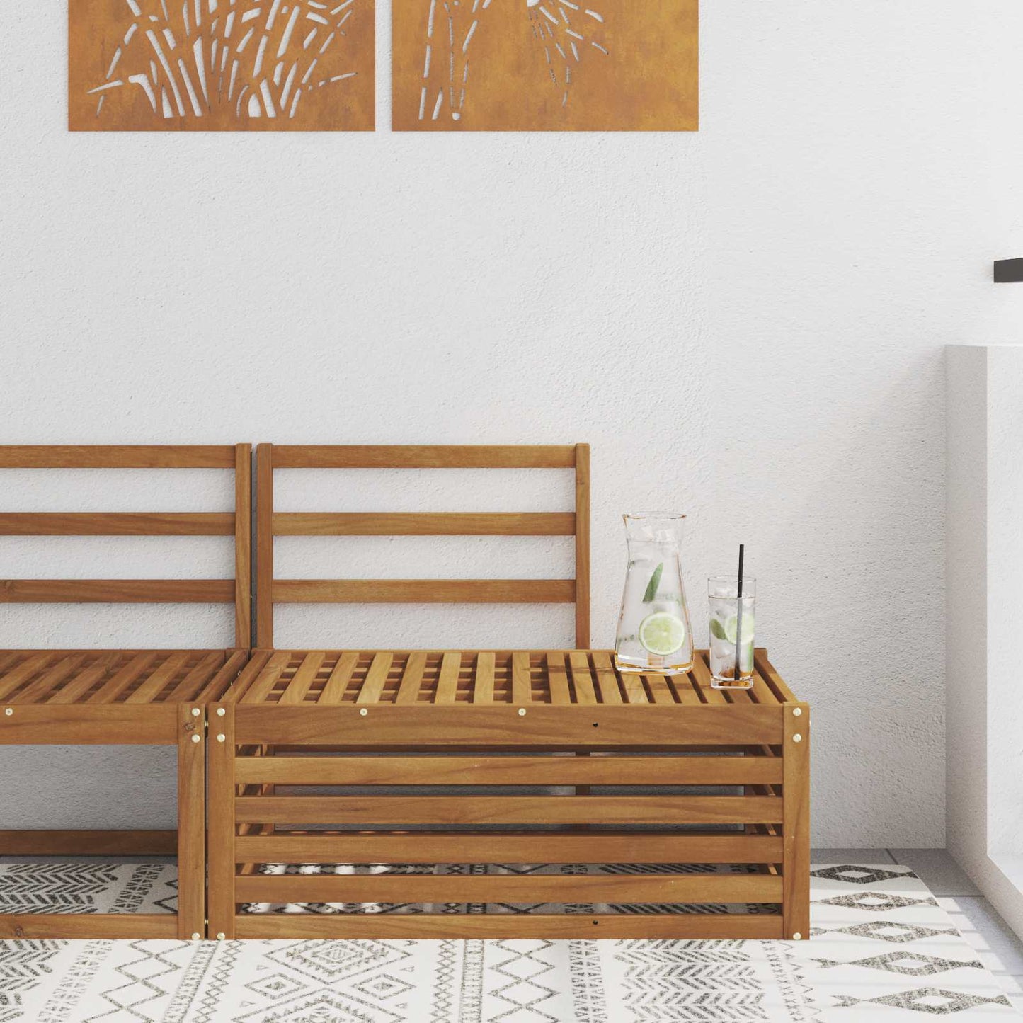 vidaXL Outdoor End Sofa Natural 91 x 63 x 73 cm Solid Acacia Wood
