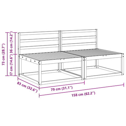 vidaXL 2 Piece Outdoor Middle Sofa Natural 158 x 83 x 73 cm