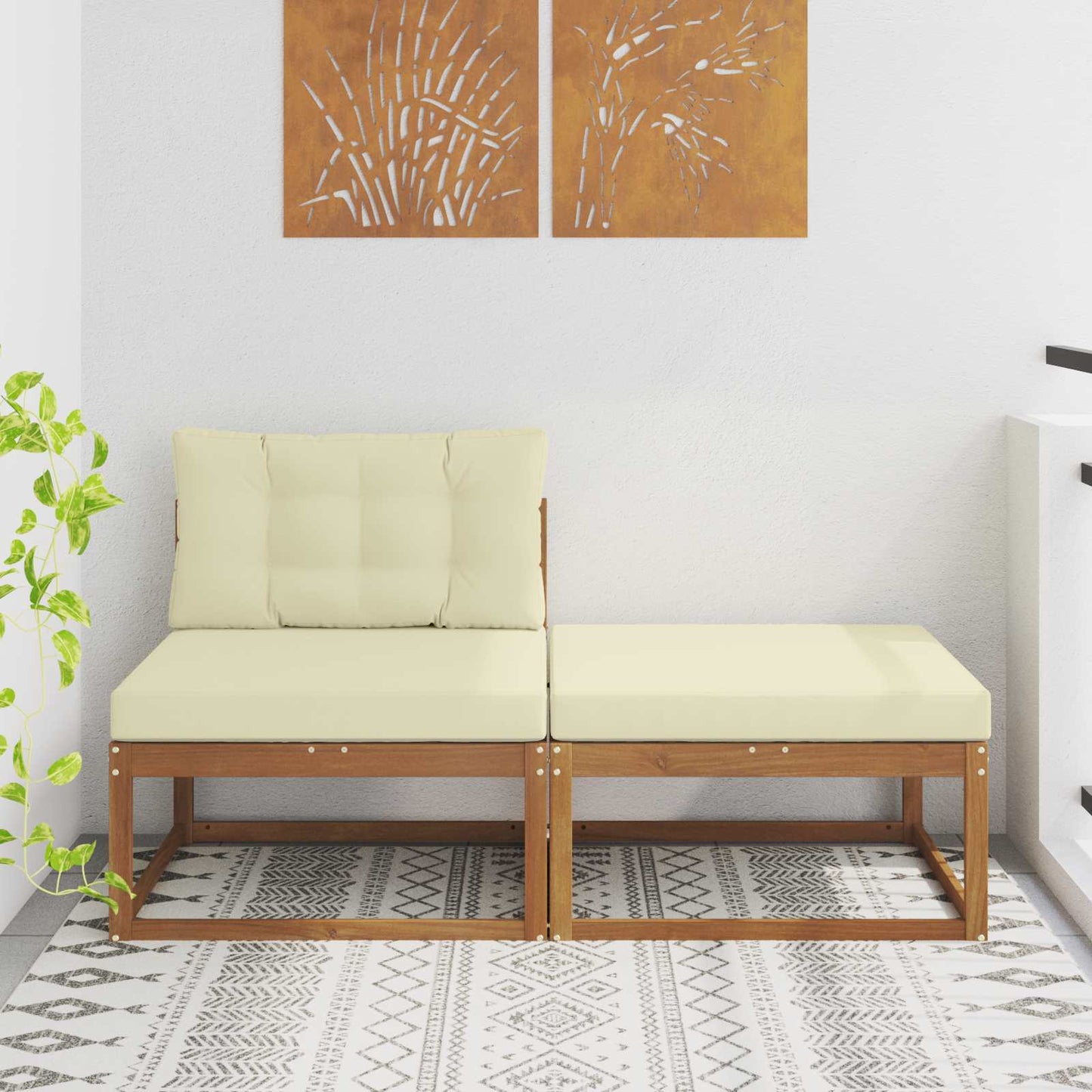vidaXL Sectional Sofa Units with Cushion 2 Piece Natural