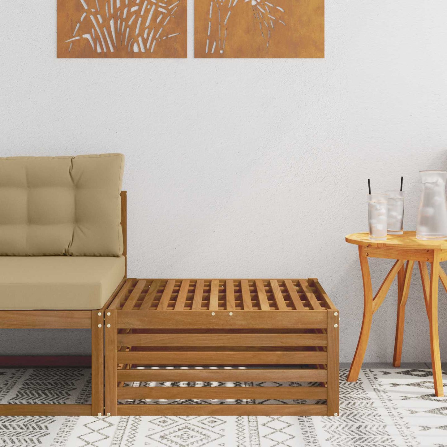 vidaXL Outdoor Footstool Natural 79 x 79 x 37 cm Solid Acacia Wood