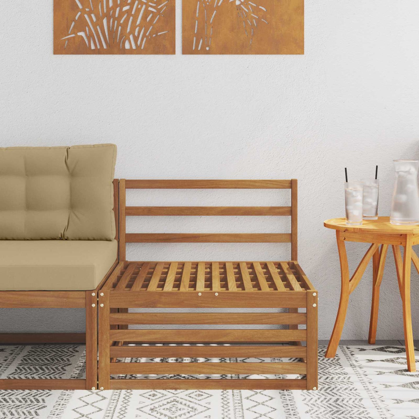 vidaXL Outdoor Middle Sofa Solid Acacia Wood Natural 79 x 83 x 73 cm