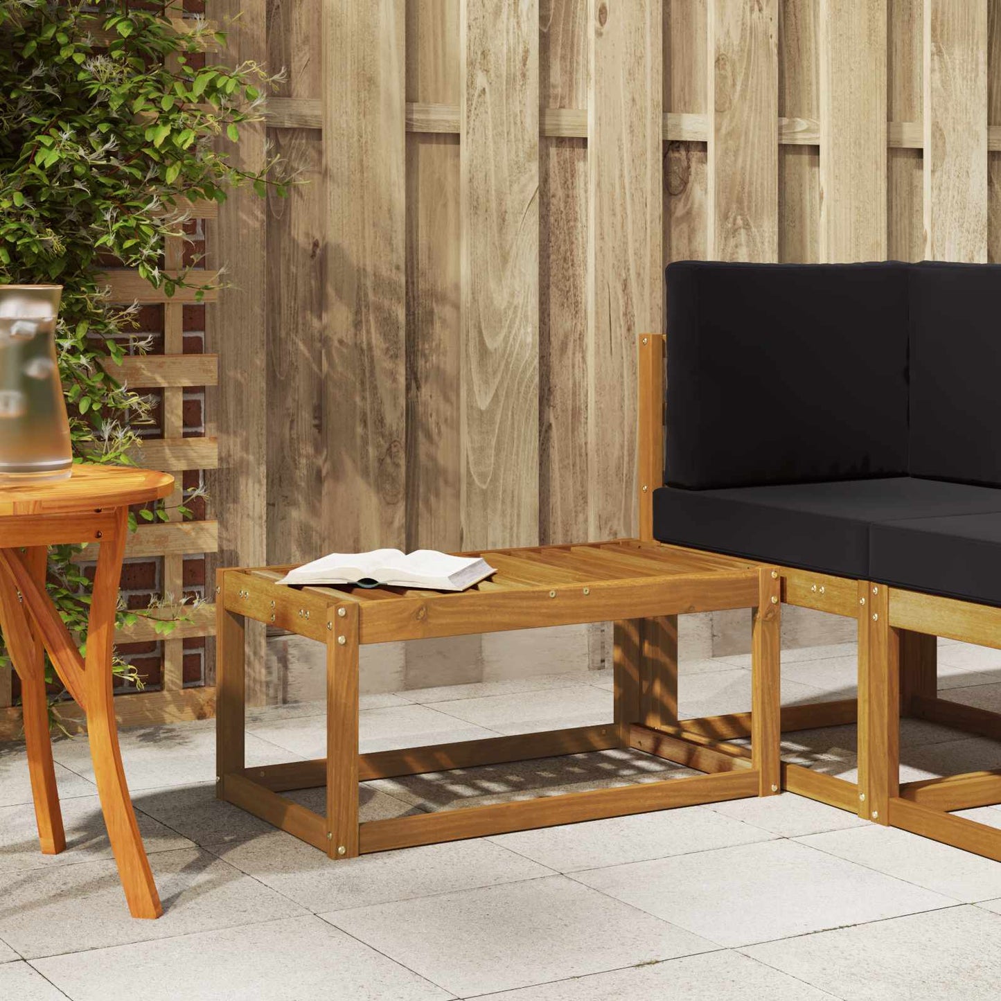 vidaXL Outdoor Stool Bench Natural 79 x 43 x 37 cm Solid Acacia Wood