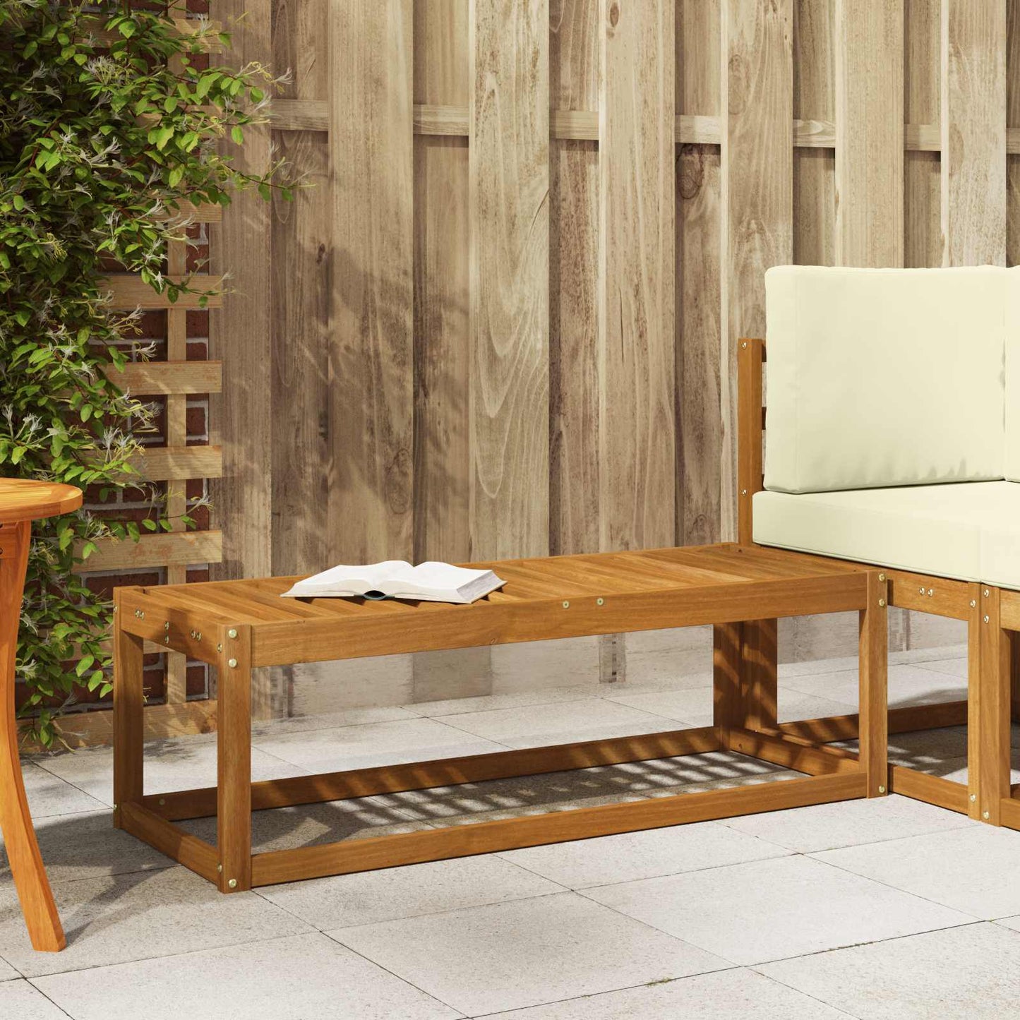 vidaXL Outdoor Stool Bench Natural 115 x 43 x 37 cm Solid Acacia Wood