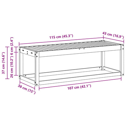 vidaXL Outdoor Stool Bench Natural 115 x 43 x 37 cm Solid Acacia Wood