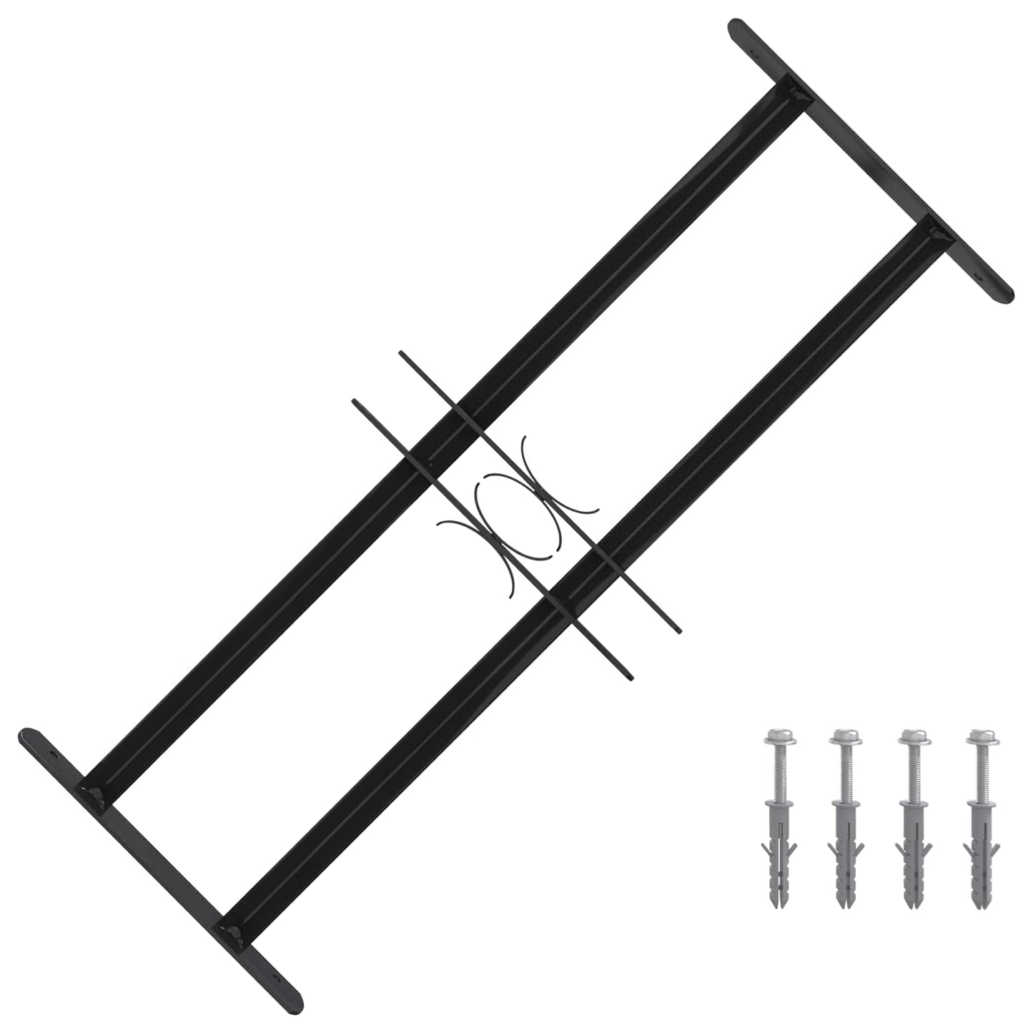 vidaXL Window Grille 76 x 30 cm Powder-Coated Steel Black